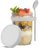 imageJoyJolt 3Pack Glass Overnight Oats Jars with Lids and Spoons Set 16 oz Mason Jars for Overnight Oats Chia Pudding Jars with Lids  BPAFree Leak Proof Small Containers for Meal PrepWhite