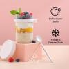 imageJoyJolt 3Pack Glass Overnight Oats Jars with Lids and Spoons Set 16 oz Mason Jars for Overnight Oats Chia Pudding Jars with Lids  BPAFree Leak Proof Small Containers for Meal PrepWhite