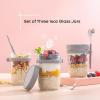 imageJoyJolt 3Pack Glass Overnight Oats Jars with Lids and Spoons Set 16 oz Mason Jars for Overnight Oats Chia Pudding Jars with Lids  BPAFree Leak Proof Small Containers for Meal PrepGrey