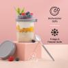 imageJoyJolt 3Pack Glass Overnight Oats Jars with Lids and Spoons Set 16 oz Mason Jars for Overnight Oats Chia Pudding Jars with Lids  BPAFree Leak Proof Small Containers for Meal PrepGrey