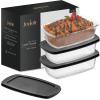 imageJoyJolt 3pc Loaf Pans for Baking Bread with Lids Baking Set 19 Quart Large Rectangular Baking Dish With Lid Oven Pan Banana Bread Pan Lasagna Pan Deep with Lid Bread Saver Container AirtightBlack