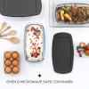 imageJoyJolt 3pc Loaf Pans for Baking Bread with Lids Baking Set 19 Quart Large Rectangular Baking Dish With Lid Oven Pan Banana Bread Pan Lasagna Pan Deep with Lid Bread Saver Container AirtightBlack
