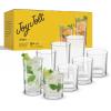 imageJoyJolt Alain Drinking Glasses Set of 8 Glass Tumblers Highball 14oz Bar Glasses and Lowball 10oz Rocks Glasses Set Cocktail Juice Whiskey Glasses or Water Glasses Kitchen or Bar Glassware SetClear Glasses