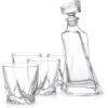 imageJoyJolt Atlas 5Piece Luxury Crystal Whiskey Decanter Set 22 oz Decanter ampamp 4 x 108 oz Old Fashioned Whiskey Glasses