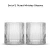 imageJoyJolt Bedside Water Carafe and Glass Set Elle Fluted Glass Carafe and Ribbed Glassware Vintage Nightstand Water Mouthwash Decanter for Bathroom or Ribbed Vase Mid Century Modern GlasswareWhisky Glasses
