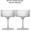 imageJoyJolt Bedside Water Carafe and Glass Set Elle Fluted Glass Carafe and Ribbed Glassware Vintage Nightstand Water Mouthwash Decanter for Bathroom or Ribbed Vase Mid Century Modern GlasswareCoupe Glasses
