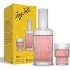 imageJoyJolt Bedside Water Carafe and Glass Set Elle Fluted Glass Carafe and Ribbed Glassware Vintage Nightstand Water Mouthwash Decanter for Bathroom or Ribbed Vase Mid Century Modern GlasswareWater Carafe