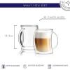 imageJoyJolt Caleo Collection Double Wall Insulated Glass Coffee Cups Set Of 2 13Ounces13 ounces