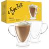 imageJoyJolt Declan Irish Double Wall Insulated Glass Coffee Cups Set of 2 15Ounces