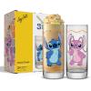 imageJoyJolt Disney Stitch Good Times Tall Drinking Glasses 13oz Slim Glass Cups Glass Tumblers Set of 2 Stitch Stuff Lilo and Stitch Gifts Stitch and Angel Cups Disney Gifts for Adults