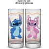 imageJoyJolt Disney Stitch Good Times Tall Drinking Glasses 13oz Slim Glass Cups Glass Tumblers Set of 2 Stitch Stuff Lilo and Stitch Gifts Stitch and Angel Cups Disney Gifts for Adults