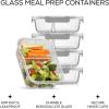 imageJoyJolt Divided Food Storage Containers with Lids Airtight 5 Pack Glass Meal Prep Containers 2 Compartment Set Glass Bento Box Reusable Food Containers Portion Control Containers for Weight LossGray