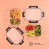 imageJoyJolt Divided Food Storage Containers with Lids Airtight 5 Pack Glass Meal Prep Containers 3 Compartment Set Glass Bento Box Reusable Food Containers Portion Control Containers for Weight LossBlack