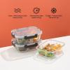 imageJoyJolt Divided Food Storage Containers with Lids Airtight 5 Pack Glass Meal Prep Containers 3 Compartment Set Glass Bento Box Reusable Food Containers Portion Control Containers for Weight LossBlack