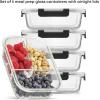 imageJoyJolt Divided Food Storage Containers with Lids Airtight 5 Pack Glass Meal Prep Containers 3 Compartment Set Glass Bento Box Reusable Food Containers Portion Control Containers for Weight LossBlack