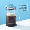 imageJoyJolt Fluted French Press Coffee and Tea Maker Set 338oz Stainless Steel Press Borosilicate Glass Coffee Press Cold Brew Portable French Press Tea Press Large clear