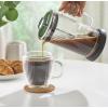 imageJoyJolt Fluted French Press Coffee and Tea Maker Set 338oz Stainless Steel Press Borosilicate Glass Coffee Press Cold Brew Portable French Press Tea Press Large clear