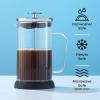 imageJoyJolt Fluted French Press Coffee and Tea Maker Set 338oz Stainless Steel Press Borosilicate Glass Coffee Press Cold Brew Portable French Press Tea Press Large clear
