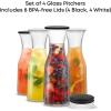 imageJoyJolt Glass Carafe with Lid Set of 3  1 Liter Glass Pitcher for Mimosa Bar Water Iced Tea Juice Wine Lemonade Milk  Dishwasher Safe Beverage Drink Dispensers for Brunch Parties36 Ounces