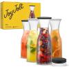 imageJoyJolt Glass Carafe with Lid Set of 3  1 Liter Glass Pitcher for Mimosa Bar Water Iced Tea Juice Wine Lemonade Milk  Dishwasher Safe Beverage Drink Dispensers for Brunch Parties36 Ounces