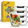 imageJoyJolt Glass Food Storage Containers with Lids 5 Pack Glass Meal Prep Containers Reusable 35oz Single Compartment Airtight Container Set Lunch Containers for Adults and Kitchen Storage ContainersBlack