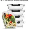 imageJoyJolt Glass Food Storage Containers with Lids 5 Pack Glass Meal Prep Containers Reusable 35oz Single Compartment Airtight Container Set Lunch Containers for Adults and Kitchen Storage ContainersBlack