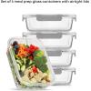 imageJoyJolt Glass Food Storage Containers with Lids 5 Pack Glass Meal Prep Containers Reusable 35oz Single Compartment Airtight Container Set Lunch Containers for Adults and Kitchen Storage ContainersGray