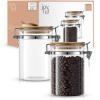 imageJoyJolt Glass Jars With Bamboo Lids 12 fl oz 2PC Set of Airtight Storage Jars with Clamp Lids for Pantry Food Storage Air Tight Sealable Glass Canisters Containers for Kitchen Organization27 oz