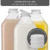 imageJoyJolt Glass Milk Bottles with Lids and Pourer  64 Oz 3 Pack Airtight Heavy Duty Reusable Glass Bottles Leakproof BPAFree Food Grade Dishwasher Safe Jug Pitcher for Milk Juice and Water64 Oz