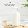imageJoyJolt Glass Milk Bottles with Lids and Pourer  64 Oz 3 Pack Airtight Heavy Duty Reusable Glass Bottles Leakproof BPAFree Food Grade Dishwasher Safe Jug Pitcher for Milk Juice and Water32 Oz