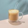 imageJoyJolt Haven Stackable Fluted Glass Mugs Set of 2 Ribbed Double Wall Insulated Coffee Cups 135oz Clear MugsFluted