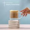imageJoyJolt Haven Stackable Fluted Glass Mugs Set of 2 Ribbed Double Wall Insulated Coffee Cups 135oz Clear MugsFluted