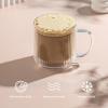 imageJoyJolt Haven Stackable Fluted Glass Mugs Set of 2 Ribbed Double Wall Insulated Coffee Cups 135oz Clear MugsFluted