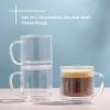 imageJoyJolt Haven Stackable Fluted Glass Mugs Set of 2 Ribbed Double Wall Insulated Coffee Cups 135oz Clear MugsFluted
