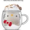 imageJoyJolt Hello Kitty 3D Espresso Cup 55 oz Double Wall Glass Cup with 3D Design Insulated Espresso Shot Glass Kawaii Sanrio Cup for Double Shot Coffee or Tea Hello Kitty Kitchen Stuff55 Ounce