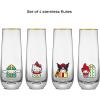 imageJoyJolt Hello Kitty and Friends Holiday Stemless Flutes 95oz Drinking Glasses Set of 4 Kawaii Sanrio Hello Kitty Kitchen Glass Set Ideal for Water Juice Smoothies Skinny Tall GlassesHello Kitty and Friends
