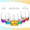 imageJoyJolt Hue Colorful Whiskey Set of 6 10oz Drink Glasses Double Old Fashioned Glass Modern Whiskey Glass Set for Bar Low Ball Cocktail Tumbler GlassesWhiskey Glasses