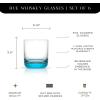imageJoyJolt Hue Colorful Whiskey Set of 6 10oz Drink Glasses Double Old Fashioned Glass Modern Whiskey Glass Set for Bar Low Ball Cocktail Tumbler GlassesWhiskey Glasses