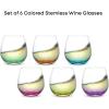 imageJoyJolt Hue Colorful Whiskey Set of 6 10oz Drink Glasses Double Old Fashioned Glass Modern Whiskey Glass Set for Bar Low Ball Cocktail Tumbler GlassesWine Glasses