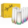 imageJoyJolt Hue Colorful Whiskey Set of 6 10oz Drink Glasses Double Old Fashioned Glass Modern Whiskey Glass Set for Bar Low Ball Cocktail Tumbler GlassesChampagne Glasses