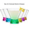 imageJoyJolt Hue Colorful Whiskey Set of 6 10oz Drink Glasses Double Old Fashioned Glass Modern Whiskey Glass Set for Bar Low Ball Cocktail Tumbler GlassesMartini Glasses