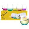 imageJoyJolt Hue Colorful Whiskey Set of 6 10oz Drink Glasses Double Old Fashioned Glass Modern Whiskey Glass Set for Bar Low Ball Cocktail Tumbler GlassesWine Glasses