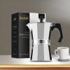 imageJoyJolt Italian Moka Pot 6 Cup Stovetop Espresso Maker Aluminum Coffee Percolator Coffee Pot With Heat Resistant Handles Portable Espresso Maker Camping Coffee Pot Stove Top CafeteraSilver
