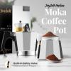 imageJoyJolt Italian Moka Pot 6 Cup Stovetop Espresso Maker Aluminum Coffee Percolator Coffee Pot With Heat Resistant Handles Portable Espresso Maker Camping Coffee Pot Stove Top CafeteraSilver