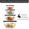 imageJoyJolt Kitchen Mixing Bowls  8pc Glass with Lids Set  Neat Nesting Large Bowl Batter Cooking Storage and Big Salad BPAFree RedBlack