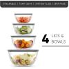 imageJoyJolt Kitchen Mixing Bowls  8pc Glass with Lids Set  Neat Nesting Large Bowl Batter Cooking Storage and Big Salad BPAFree RedGray