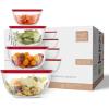 imageJoyJolt Kitchen Mixing Bowls  8pc Glass with Lids Set  Neat Nesting Large Bowl Batter Cooking Storage and Big Salad BPAFree RedRed