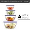 imageJoyJolt Kitchen Mixing Bowls  8pc Glass with Lids Set  Neat Nesting Large Bowl Batter Cooking Storage and Big Salad BPAFree RedVery Peri