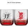 imageJoyJolt Marvel SpiderMan Webbed Hero Short Drinking Glasses 10oz Superhero Glass Cups Set of 2 Glass Tumblers for Water Coffee Soda Gifts for Men and Women Cool Marvel Stuff