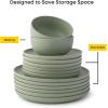 imageJoyJolt Mesa 23oz Stoneware Soup Bowls Dishwasher and Microwave Safe Bowls 58quot Matte Black Cereal Bowls Set of 6 Bowls for Kitchen Pasta Oatmeal Salad Ice Cream or Dessert BowlsGreen